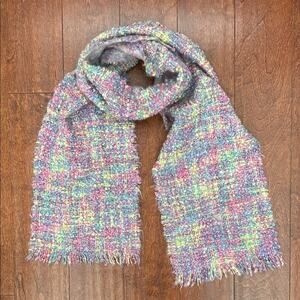 Donegal Irish Mohair Wool Blend Multicolor Scarf, Pastel Unicorn Colors